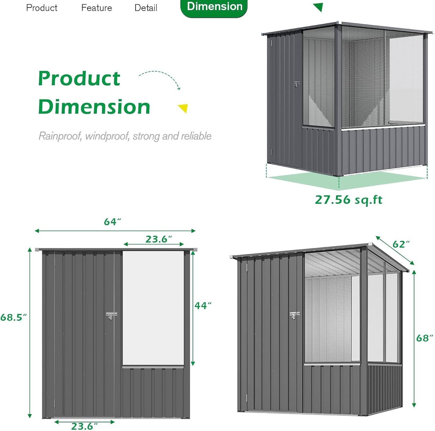 YODOLLA 5x5 FT Metal Chicken Coop,Multipurpose Chicken House with Lockable Doors and Ventilated Mesh