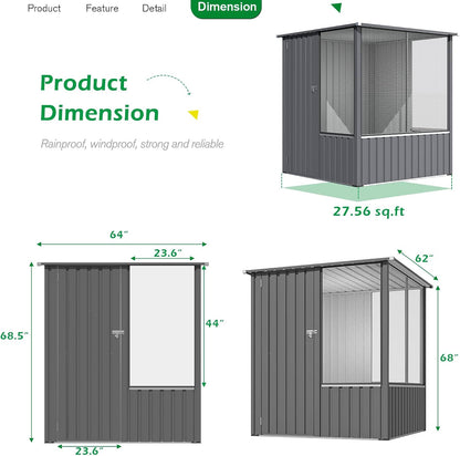 YODOLLA 5x5 FT Metal Chicken Coop,Multipurpose Chicken House with Lockable Doors and Ventilated Mesh