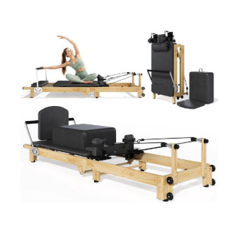 YODOLLA 92" Pilates Reformer with Jump Board and Box, Foldable Wooden-Look Machine for Home Gym, 1 Pack