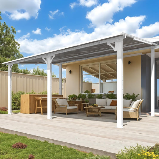 YODOLLA 10' x 16' Hardtop Gazebo Outdoor Aluminum Pergola For Garden, Patio, Backyard-White