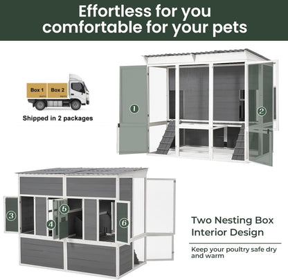 YODOLLA Chicken Coop,Large Wooden Chicken Hutch with 4 Nesting Boxes for 6 8 Chickens for Backyard