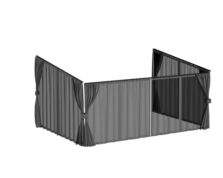 YODOLLA 16x12 Gray Curtain and Mosquito Netting Set for Gazebo