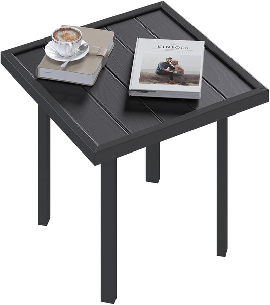 YODOLLA Outdoor Side Square Table (1pcs)for Patio, Pool End, Metal Garden&Coffee Accent for Backyard Porch Indoor, Easy Maintenance Weather Resistant