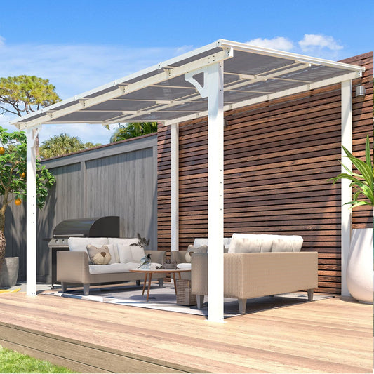 YODOLLA 8' x 10' Hardtop Gazebo Outdoor Aluminum Pergola For Garden, Patio, Backyard-White
