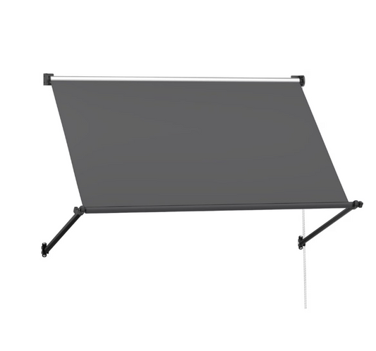 AECOJOY 80"x40" Manual Retractable Patio Awning in Dark Grey