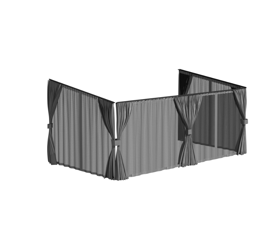 YODOLLA 16x10 Gray Curtain and Mosquito Netting Set for Gazebo