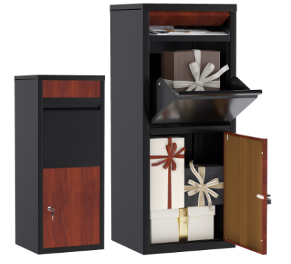 AECOJOY Package Delivery Boxes for Outside Parcel Drop Box Outdoor Storage Box Wall Mounted Express Mail Package Delivery Box, Brown