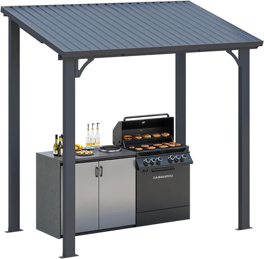 AECOJOY 5' x 8' Hardtop Gazebo, Heavy Duty Outdoor Gazebo with Galvanized Steel Sloping Roof, All Weatherproof Metal Gazebo Featuring Vertical Stripes for Patio, Backyard, and Lawns