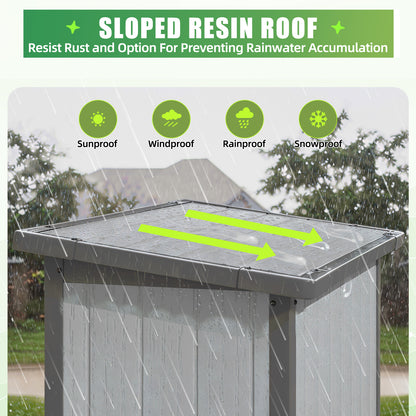 YODOLLA 70.5'' Outdoor Resin Storage Shed Plastic Storage Cabinet with Sloped Roof and 3 Adjustable Shelves