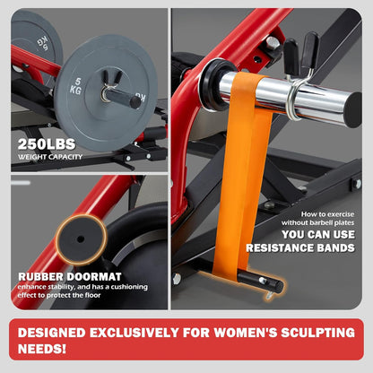 YODOLLA Hip Thrust Machine, 800LB Plate-Loaded Glute Bridge Machine with Adjustable Footboard and Weight Holder, Heavy Duty Home Gym Equipment for Glute Training