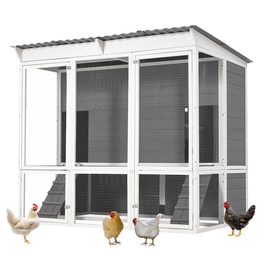 YODOLLA Chicken Coop,Large Wooden Chicken Hutch with 4 Nesting Boxes for 6 8 Chickens for Backyard,Grey
