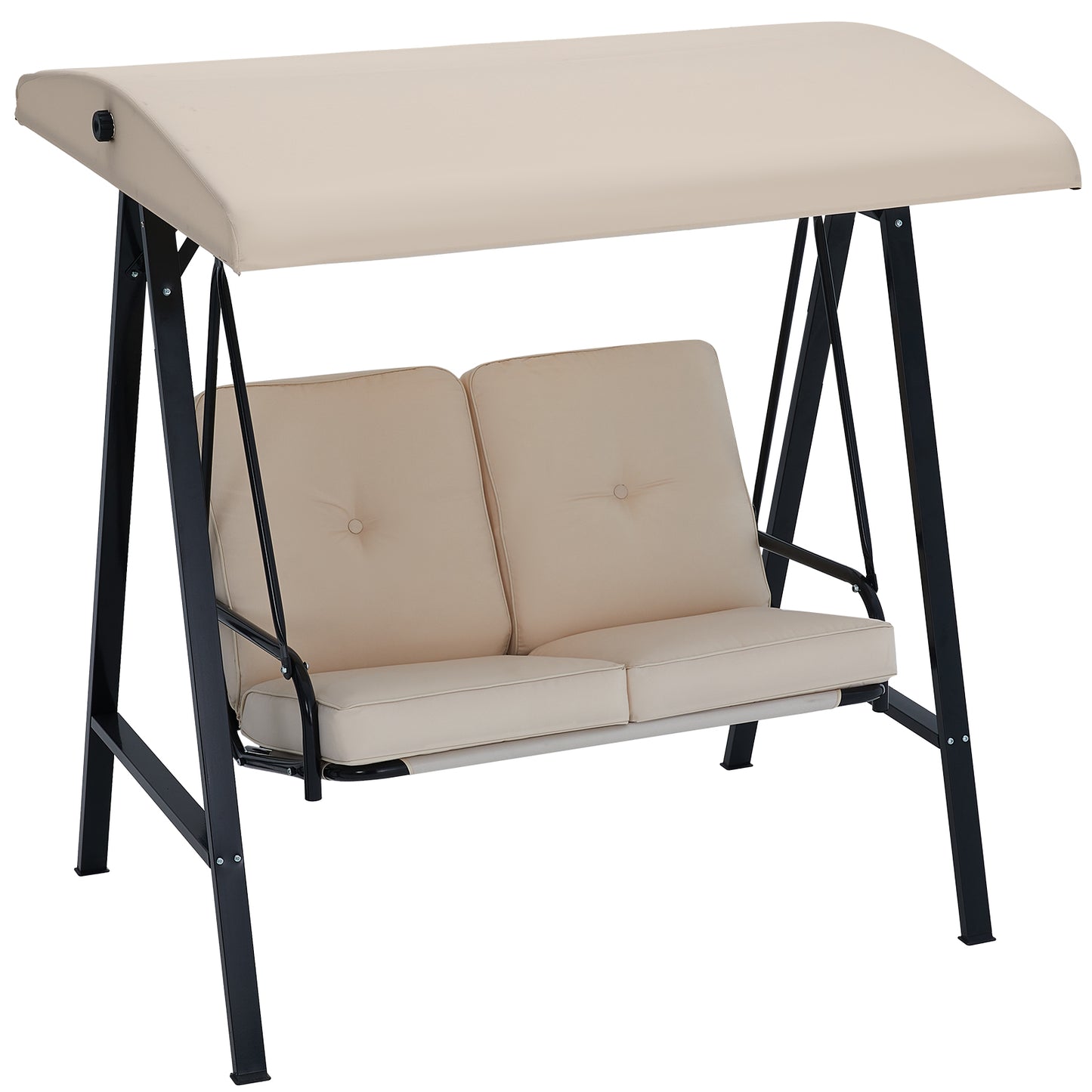 AECOJOY 2 Persons Outdoor Patio Canopy Steel Porch Swing Chair with Cover, Beige
