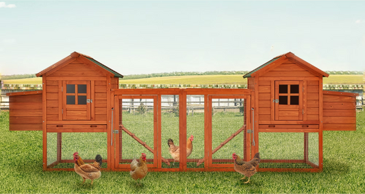 YODOLLA 123” Large Wooden Chicken Coop For 6 8 chickens Chicken Coop Clearance with Nesting Boxes, Brown