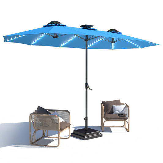 AECOJOY 15ft Patio Umbrella with Solar Lights,Outdoor Large Double Umbrella, Rectangle Table Umbrella with 156 PCS LED Lights and Crank Handle for Backyard Deck Pool Shade in Blue 3.8 stars out of 83 reviews (3.8)| 83 ratings