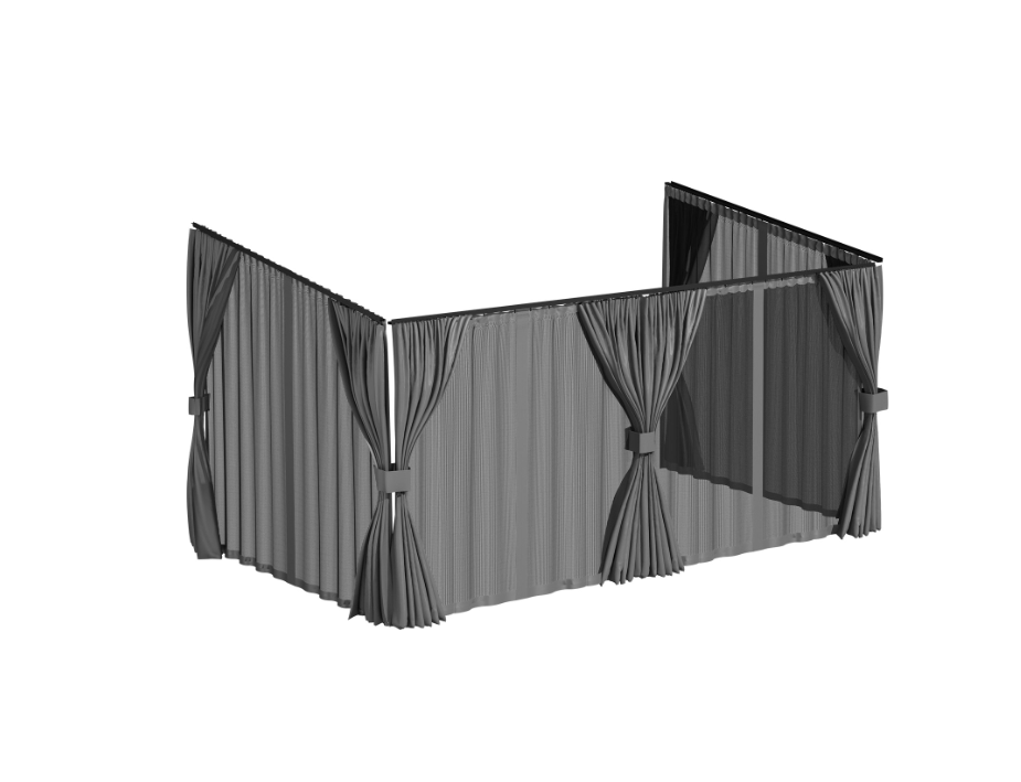 YODOLLA 14x8 Gray Curtain and Mosquito Netting Set for Gazebo