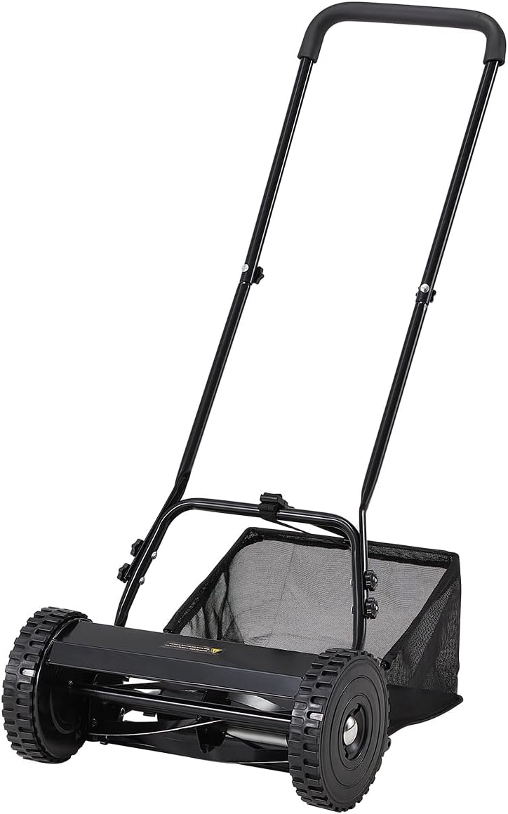 JFHID 14-Inch Manual Push Reel Lawn Mower,5-Blade Design