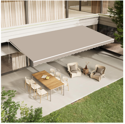AECOJOY 12x10 FT Retractable Awning Replacement Canopy, 280g Polyester Sunshade Cover with Valance for Patio, Yard, Deck, Balcony, Beige