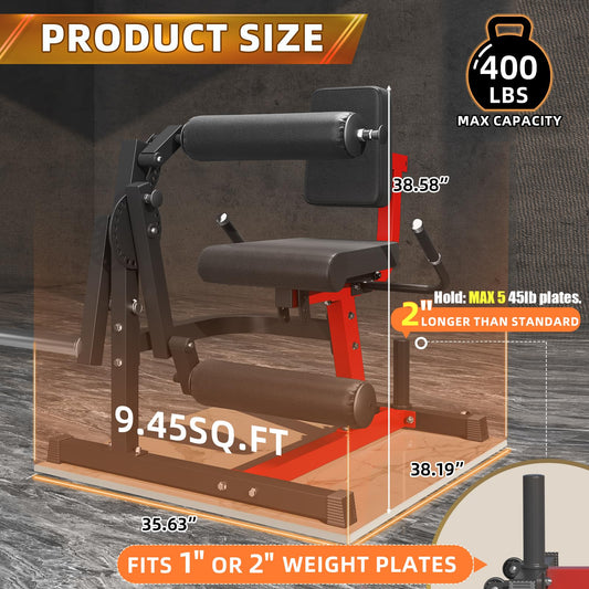 YODOLLA Adjustable Leg Extension & Curl Machine for Thigh Workout, Heavy-Duty Plate-Loaded Home Gym Equipment, Fits 1''/2'' Weight Plates with Wheels