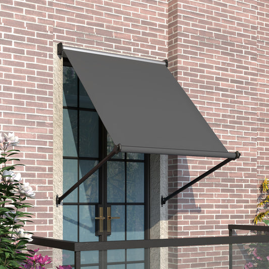 YODOLLA Retractable Awning 40"x40", Manual Outdoor Sun Shade Canopy for Patio Deck Window, Dark Grey