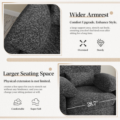 YODOLLA Oversized Accent Chair for Living Room, 36.2'' Chenille Mid Century Reading Chair in Black