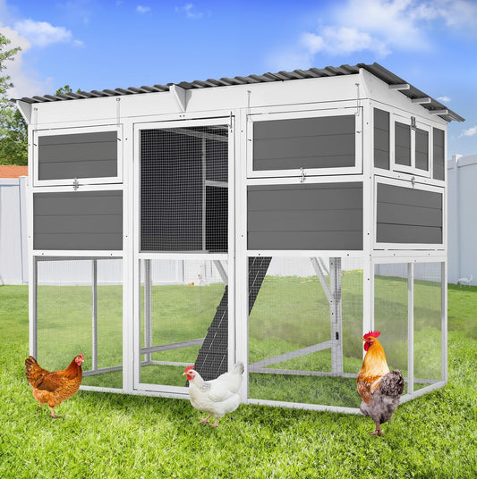 YODOLLA 82" Chicken Coop,Extra Large Wooden Chicken Coop for 6-8 Chickens, Outdoor Hen House with 6 Nesting Boxes and Run, Weatherproof Chicken Cage for Backyard