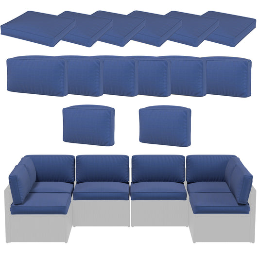YODOLLA Outdoor Cushion Set with Removable Covers for 7 Piece Sectional Sofa - Patio Furniture Seat & Back Cushions, Washable Zipper Slipcovers Included in Dark Blue