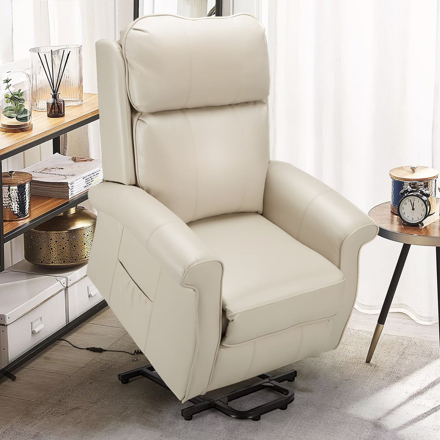 YODOLLA Power Lift Recliner Chair for Elderly with Side Pocket for Living Room in Scream White