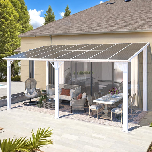 YODOLLA 8' x 16' Hardtop Gazebo Outdoor Aluminum Pergola For Garden, Patio, Backyard-White
