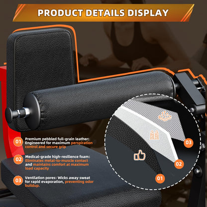 YODOLLA Adjustable Leg Extension & Curl Machine for Thigh Workout, Heavy-Duty Plate-Loaded Home Gym Equipment, Fits 1''/2'' Weight Plates with Wheels