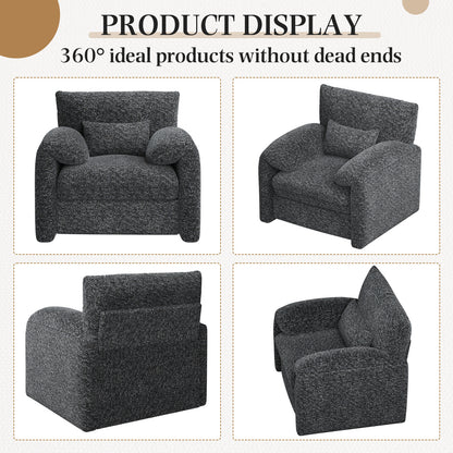 YODOLLA Oversized Accent Chair for Living Room, 36.2'' Chenille Mid Century Reading Chair in Black