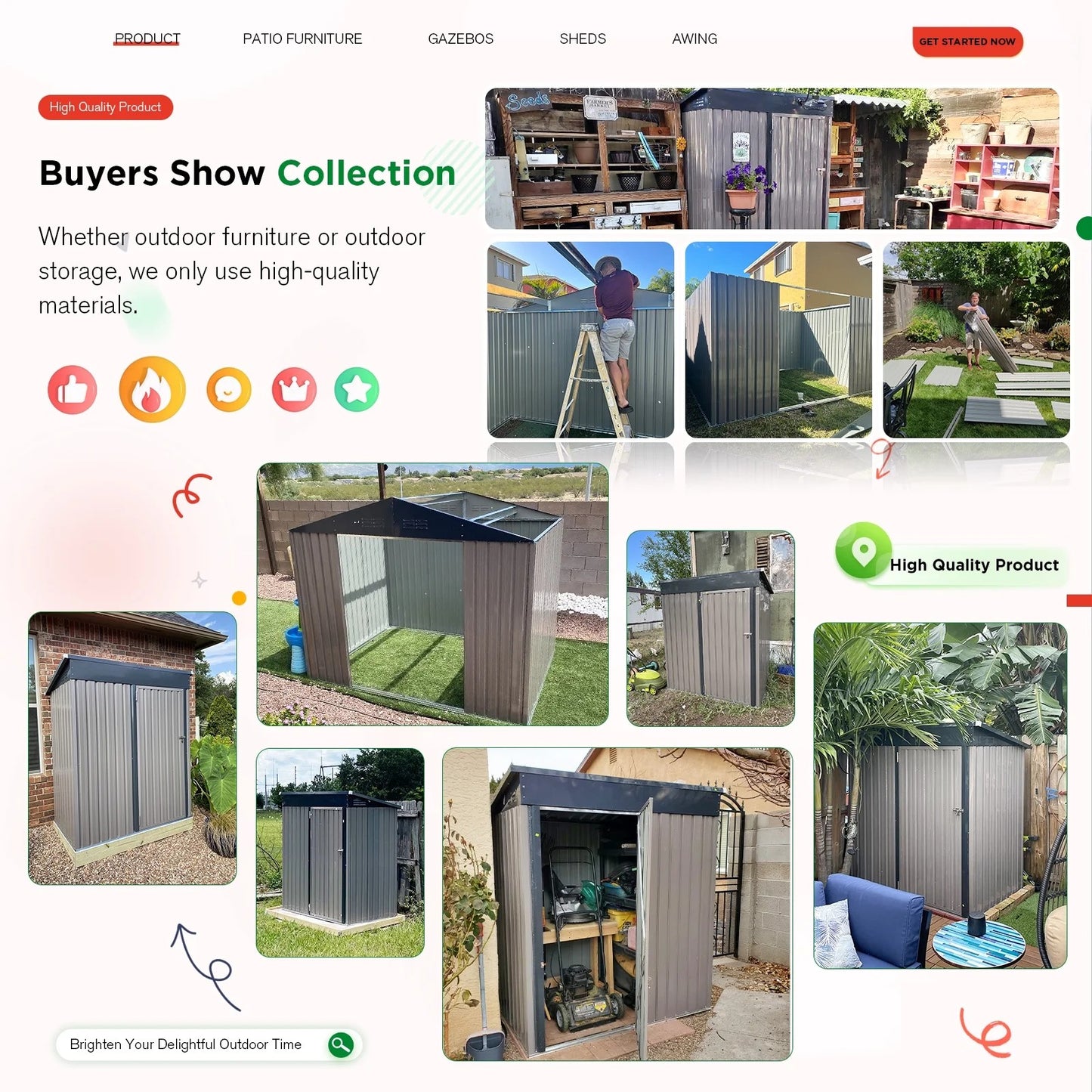 AECOJOY 10' x 14' Outdoor Storage Shed with Lockable Door Patio Metal Garden Storage Building in Dark Gray for Outside