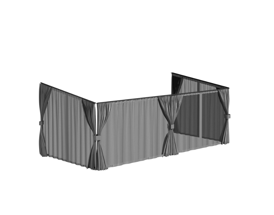 YODOLLA 20x10 Gray Curtain and Mosquito Netting Set for Gazebo