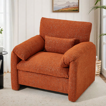 YODOLLA Oversized Accent Chair for Living Room, 36.2'' Chenille Mid Century Reading Chair in Orange