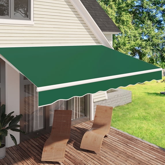 AECOJOY 13' x 8' Green Manual Retractable Patio Awnings, UV Resistant