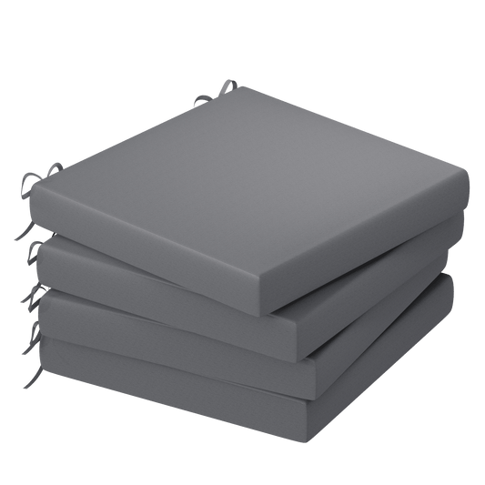 AECOJOY 19 x 19 x 3 Inches Outdoor Seat Pads Seat Cushions Set of 4, Splashproof & Fade Resistant Seat Chair Cushions Square Patio Cushions, Dark Grey