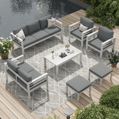 AECOJOY Aluminum Outdoor Furniture Set, 7 Pieces Metal Patio Furniture on sale Outdoor Couch Patio Conversation Set - Dark Gray