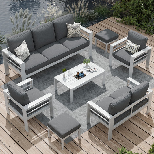 AECOJOY Aluminum Outdoor Furniture Set, 7 Pieces Metal Patio Furniture on sale Outdoor Couch Patio Conversation Set - Dark Gray