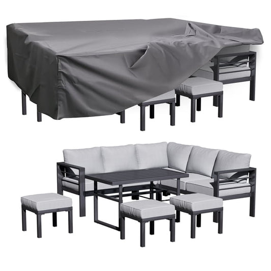 AECOJOY Aluminum Patio Furniture Sets with Waterproof Cloth Cover Outdoor Conversation Sets on Sale for Backyard,Grey