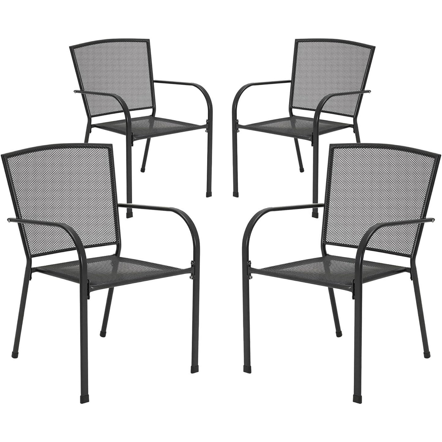 AECOJOY Metal Outdoor Dining Chair - Set of 4, Gray