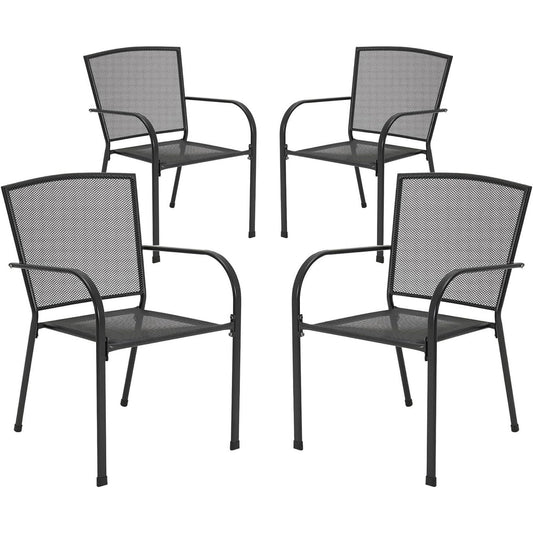 AECOJOY Metal Outdoor Dining Chair - Set of 4, Gray