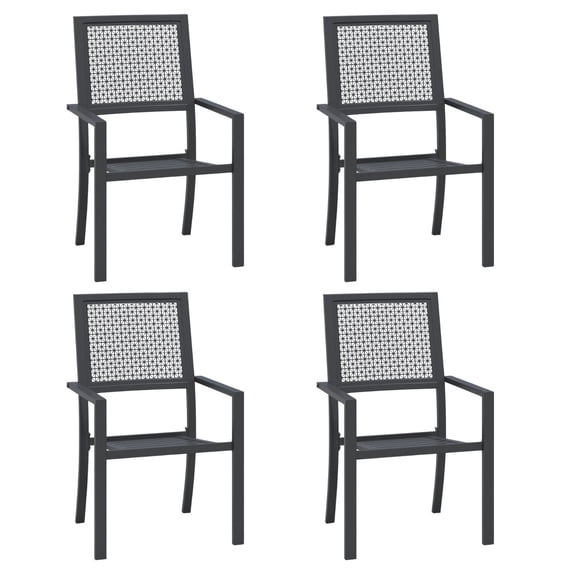 AECOJOY Outdoor Patio Metal Dining Chairs, Stackable Arm Chairs-Iron Frame-Set of 4-Black
