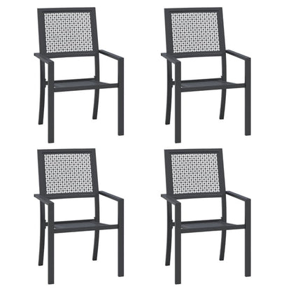 AECOJOY Outdoor Patio Metal Dining Chairs, Stackable Arm Chairs-Iron Frame-Set of 4-Black