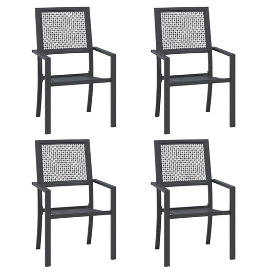 AECOJOY Outdoor Patio Metal Dining Chairs, Stackable Arm Chairs-Iron Frame-Set of 4-Black