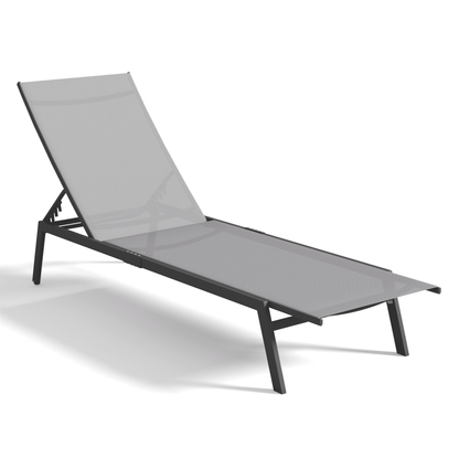 AECOJOY Patio Adjustable Lounge Chair Recliner with Wheels - Dark Gray