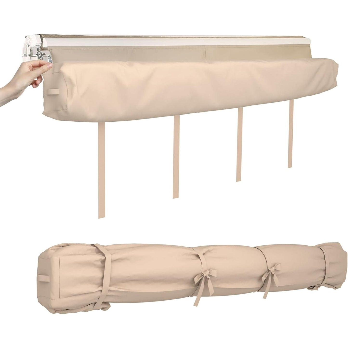 AECOJOY Protective Awning Cover, All-Weather Retractable Cover Storage Bag for 13' Wide Awnings for Patio, Waterproof Polyester Fabric in Beige