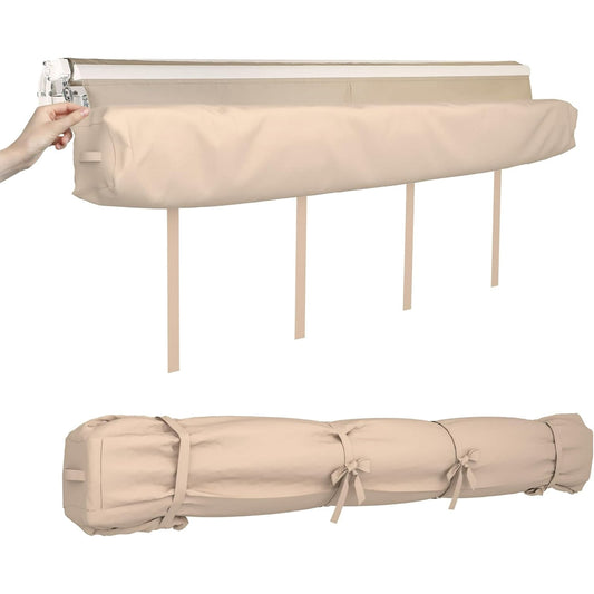 AECOJOY Protective Awning Cover, All-Weather Retractable Cover Storage Bag for 13' Wide Awnings for Patio, Waterproof Polyester Fabric in Beige