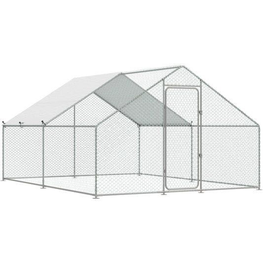 AECOJOY Spire Chicken Coop Run Metal Chicken Playpen for Over 10 Chickens & Poultry Like Ducks, Rabbits, Dogs 130 Sq.Ft Large Walk-in Metal Chicken Cage Clearance