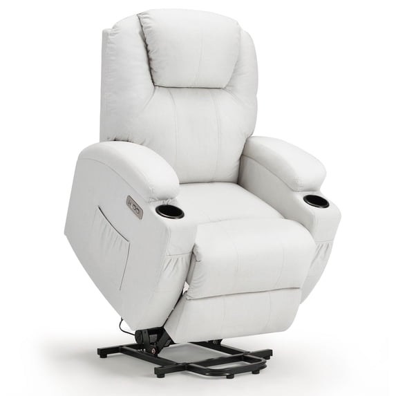 Danrelax Power Lift Chair Recliner Sofa for Elderly, Heavy Duty & Safety Motion Reclining Mechanism, 2 Side Pockets and Cup Holders, USB Ports,White