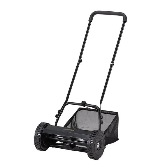 JFHID 16-Inch Manual Lawn Mower, 5 Blades Push Reel Lawn Mower Walk-Behind Lawn Mower with Adjustable Cutting Height