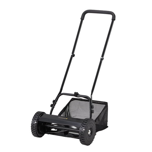 JFHID 16-Inch Manual Lawn Mower, 5 Blades Push Reel Lawn Mower Walk-Behind Lawn Mower with Adjustable Cutting Height